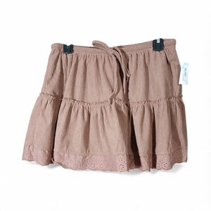 Women’s S No Boundaries tiered mini skirt, eyelet hem, mauve – NWT
